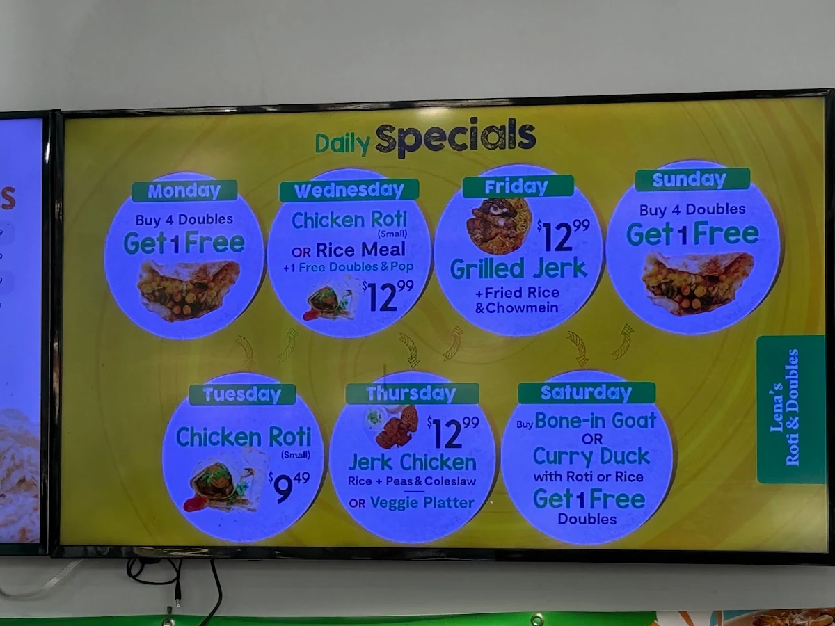 Menu, Lena's Roti & Doubles