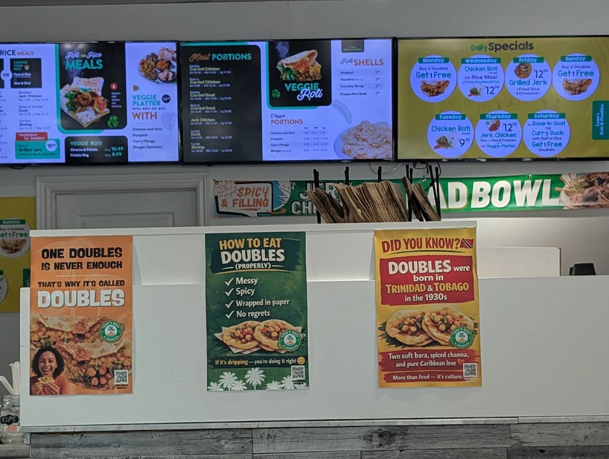 Menu, Lena's Roti & Doubles
