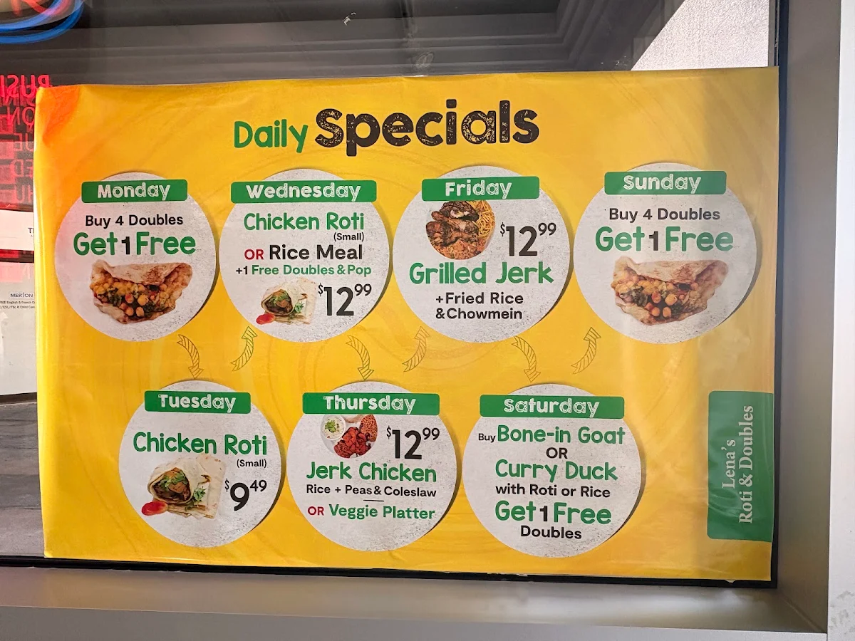 Menu, Lena's Roti & Doubles