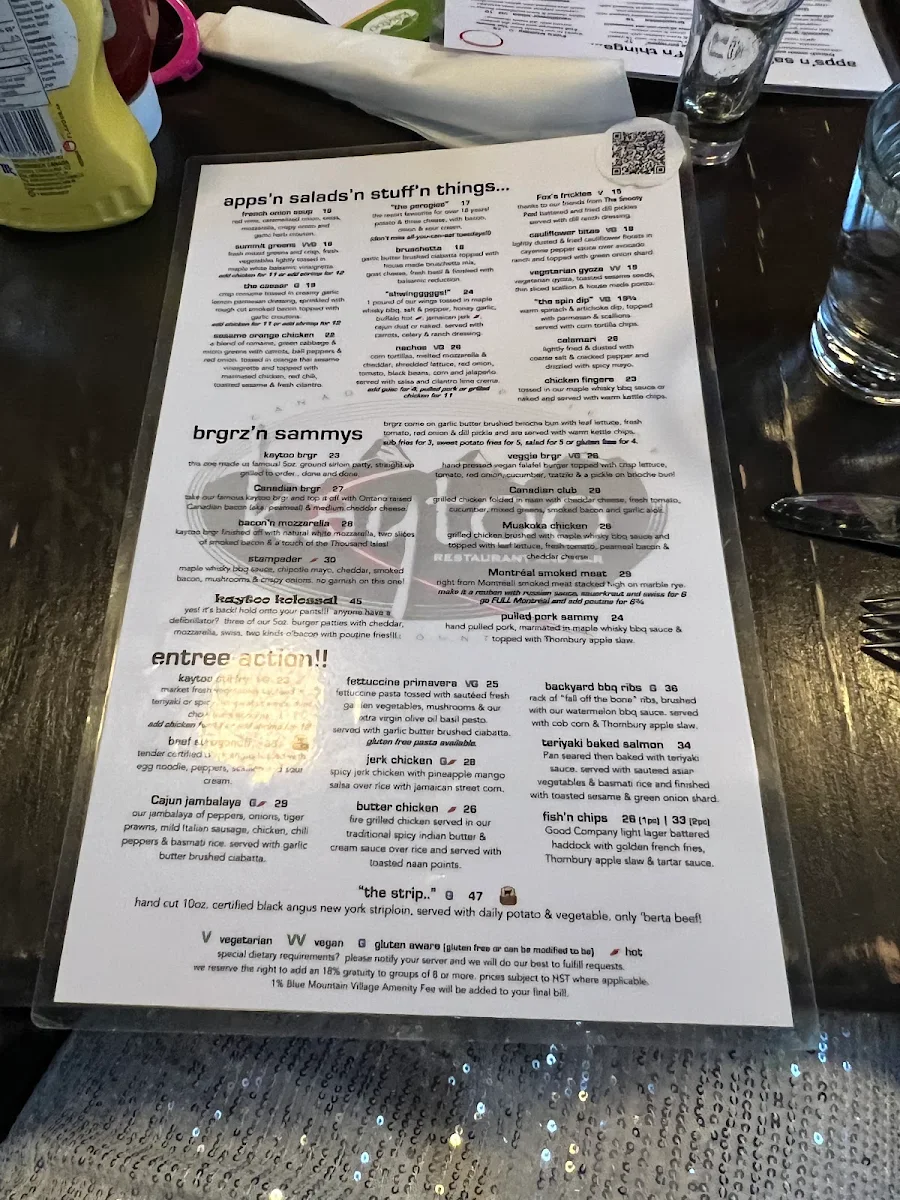 Menu, Kaytoo Restaurant & Bar