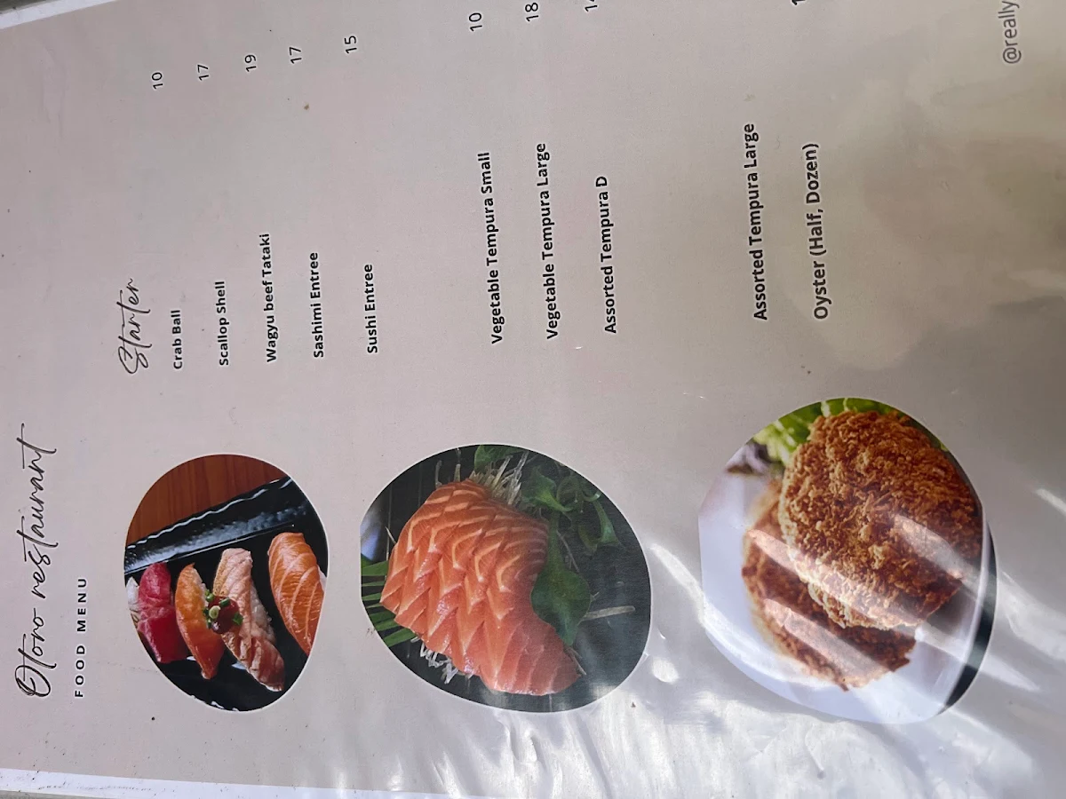 Menu, Otoro Marrickville