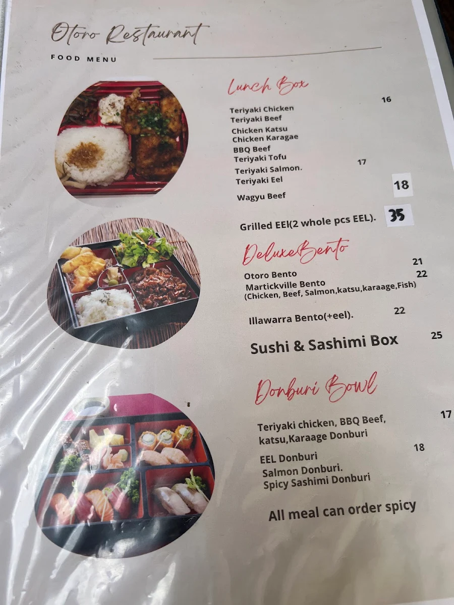 Menu, Otoro Marrickville