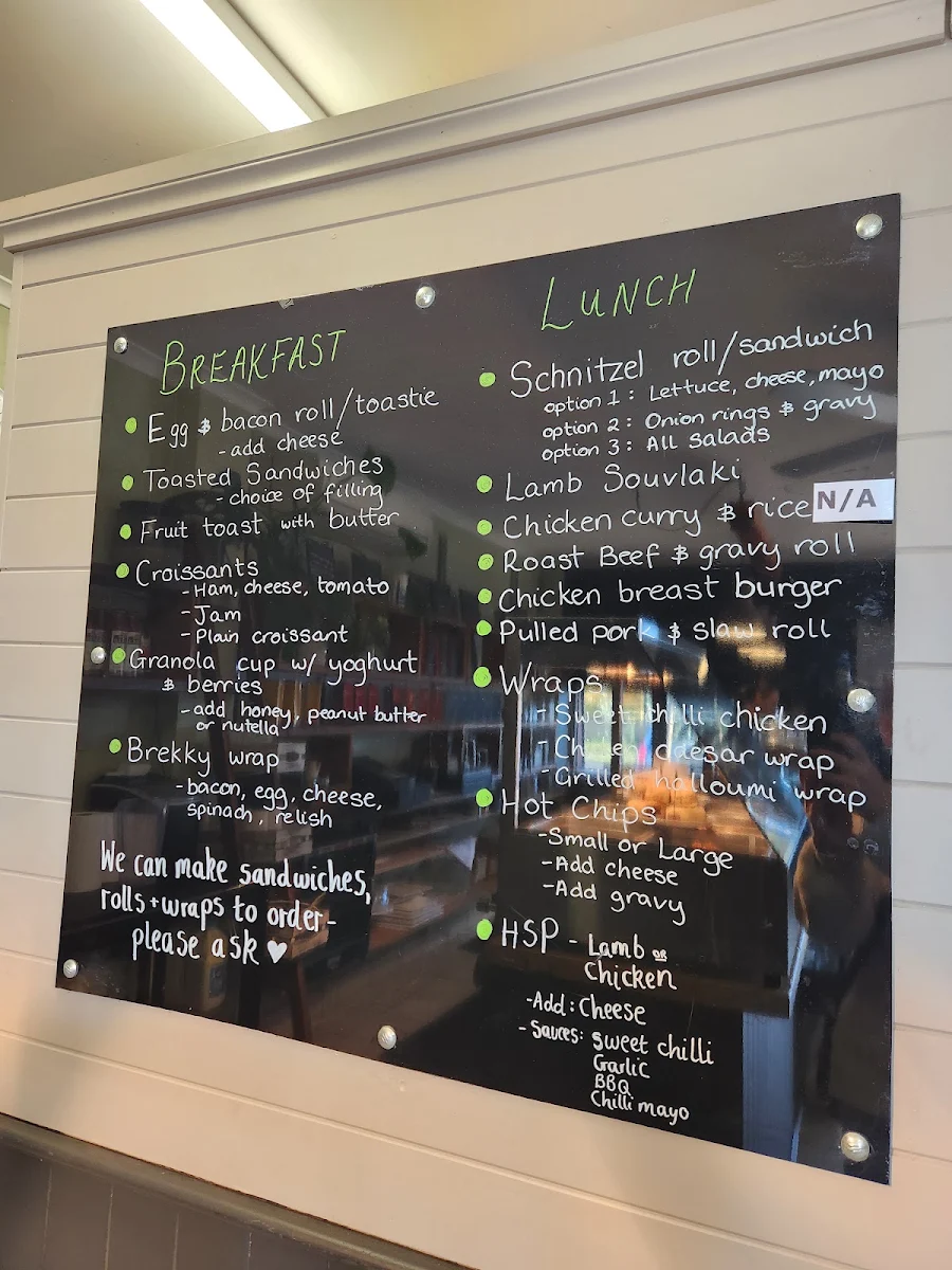 Menu, Fika Cafe, Kyneton