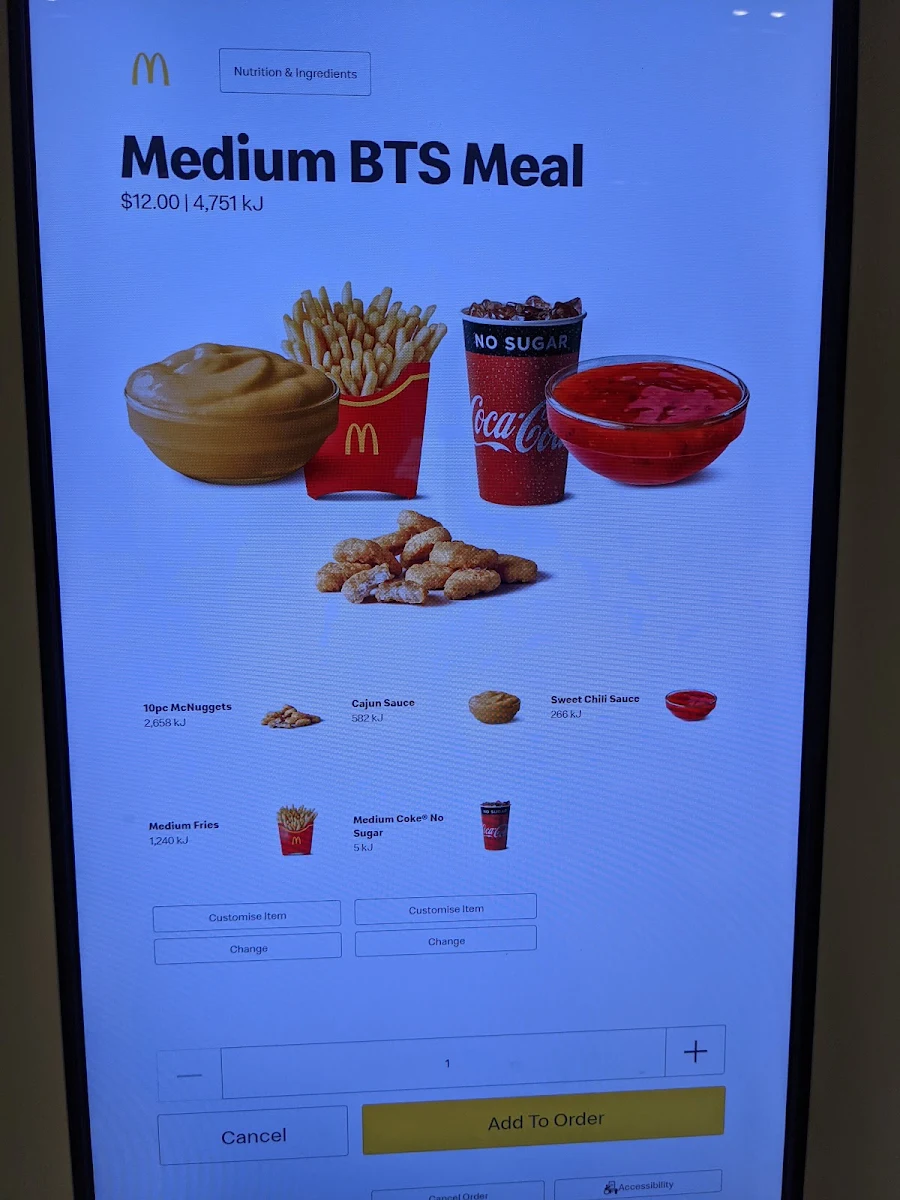 Menu, McDonald's Plaza Metro George St