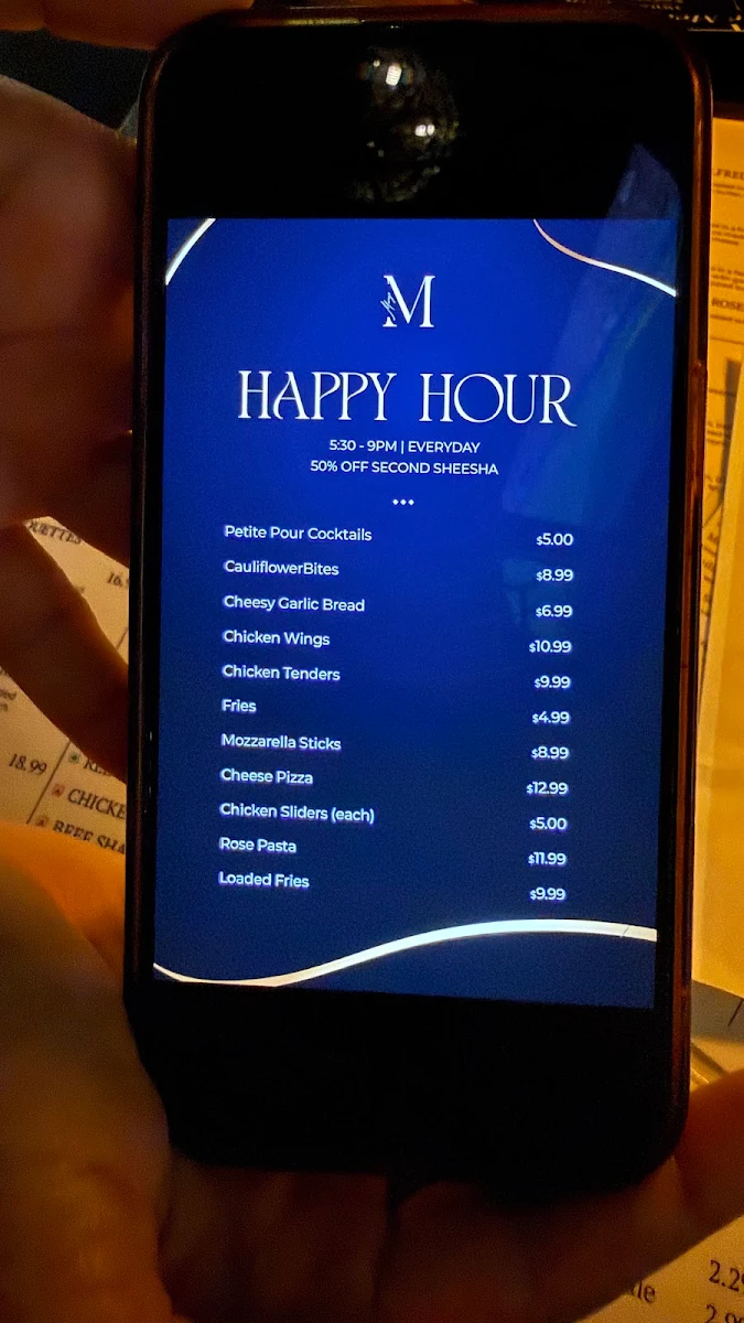 Menu, Mirage Lounge & Restaurant
