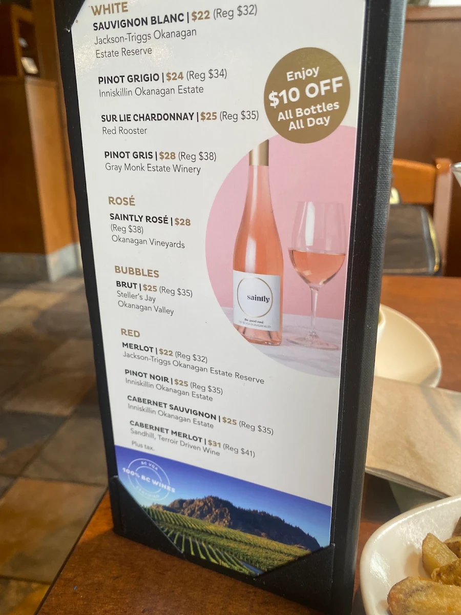 Menu, White Spot Coquitlam