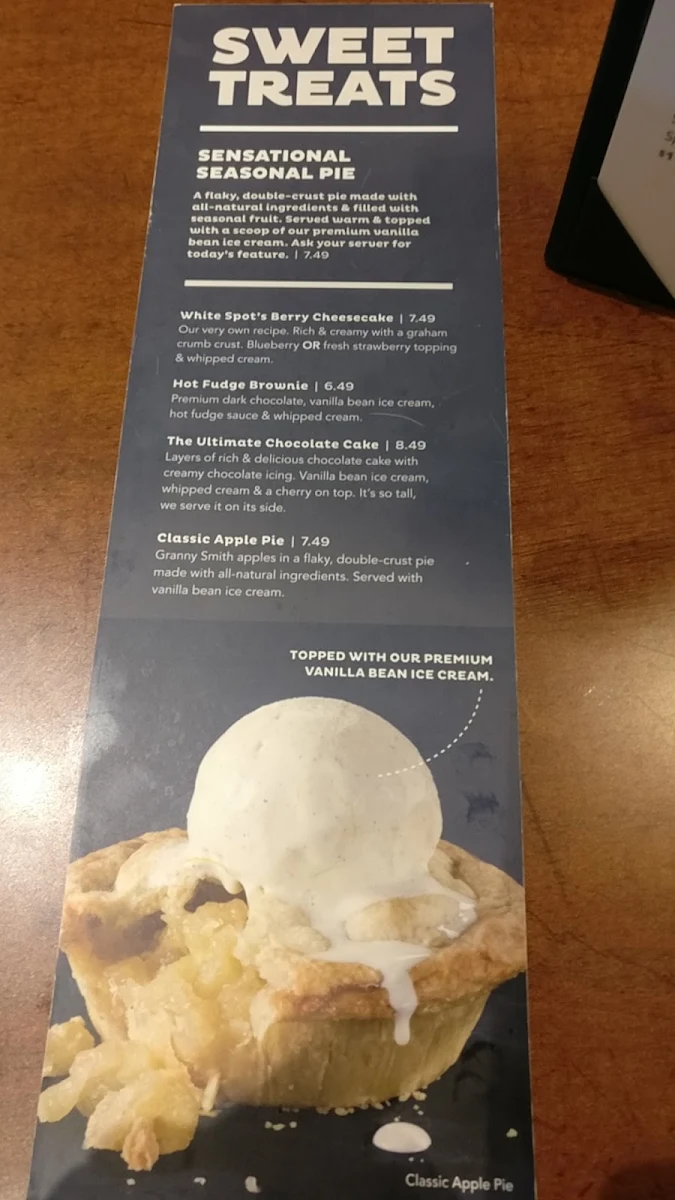 Menu, White Spot Coquitlam