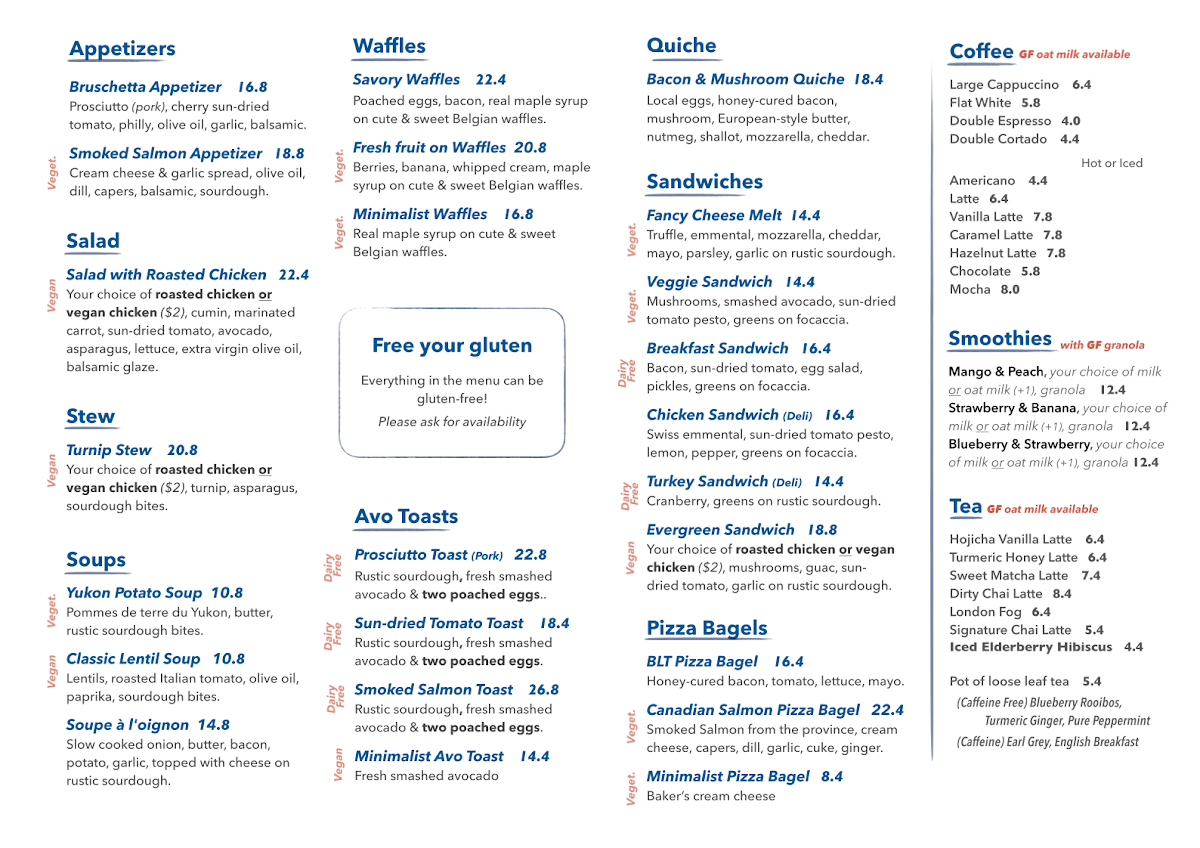 Menu, Stega Eatery