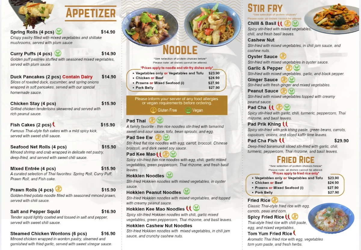 Menu, Limlong Thai Restaurant