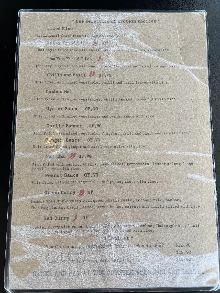 Menu, Limlong Thai Restaurant