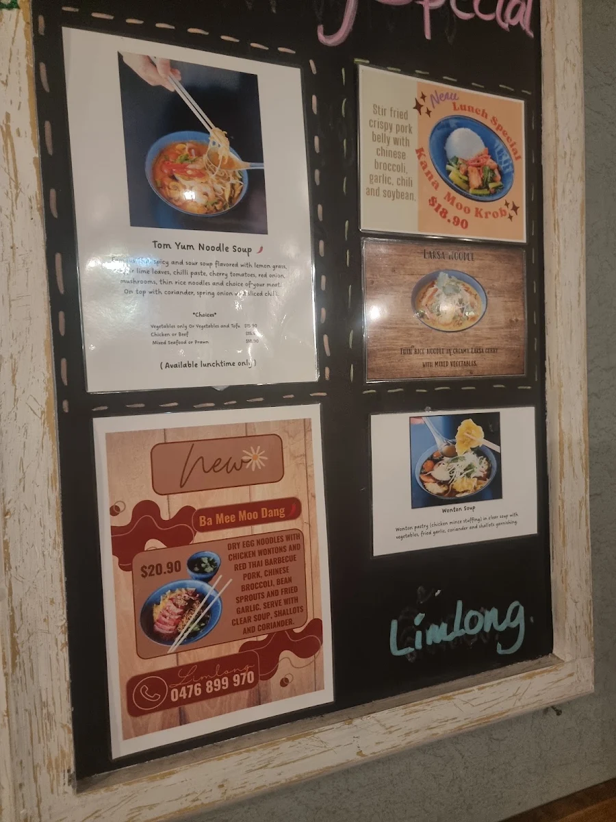 Menu, Limlong Thai Restaurant