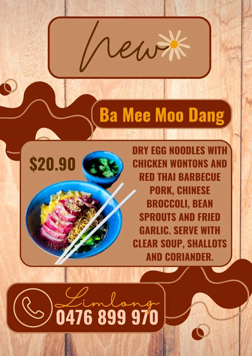 Menu, Limlong Thai Restaurant