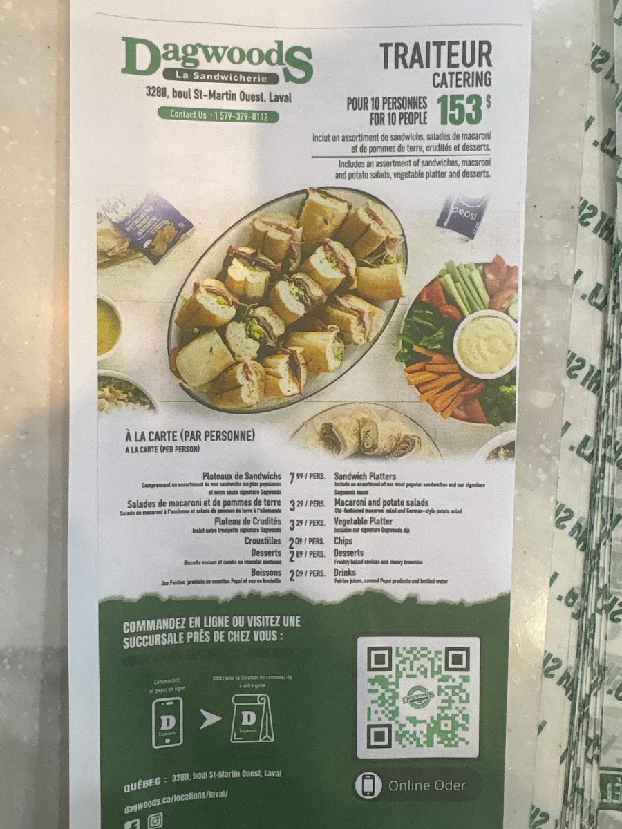 Menu, Dagwoods La Sandwicherie