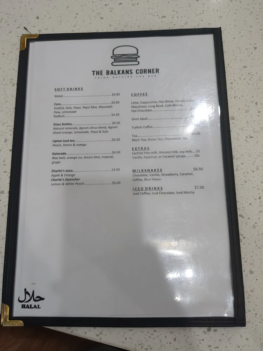 Menu, The Balkans Corner