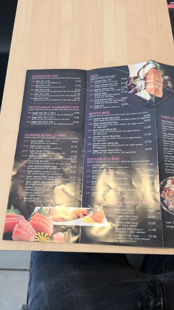 Menu, Hana Sushi