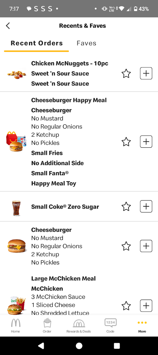 Menu, McDonald's Pakenham