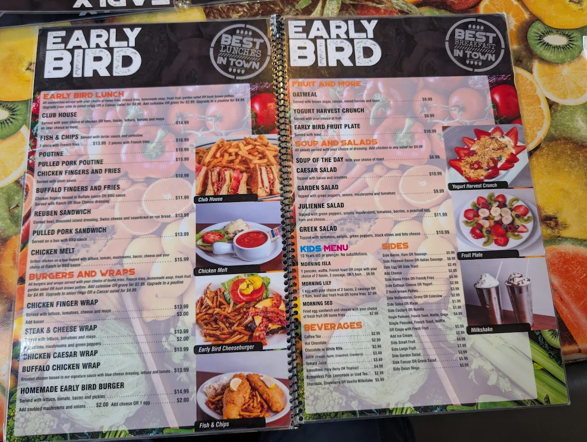 Menu, Early Bird Restaurant