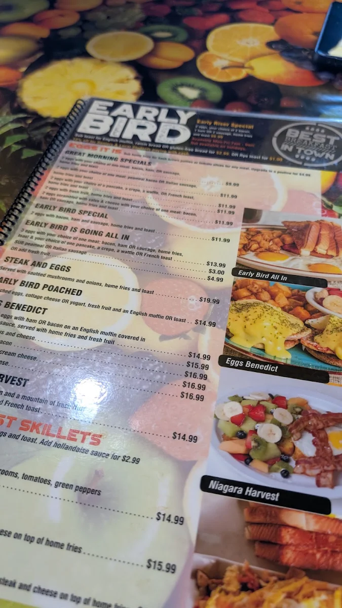 Menu, Early Bird Restaurant