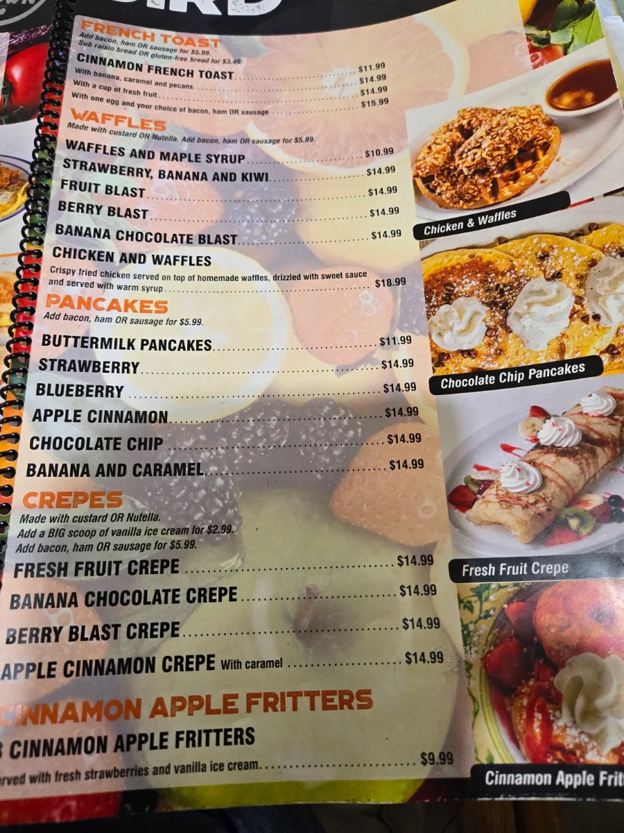 Menu, Early Bird Restaurant
