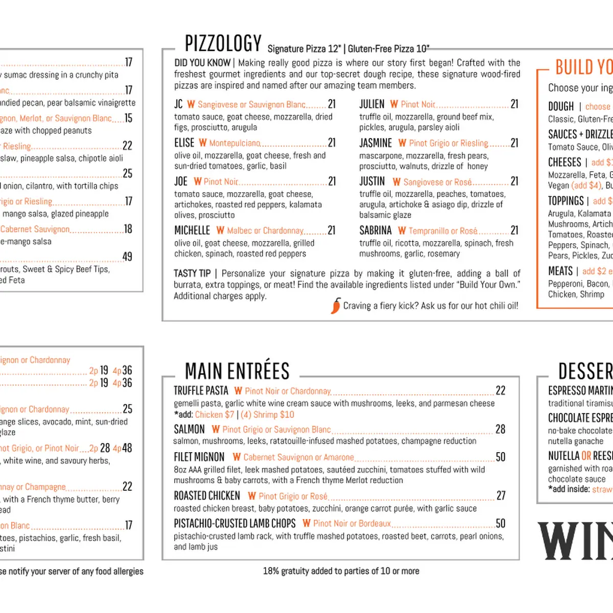 Menu, Wineology
