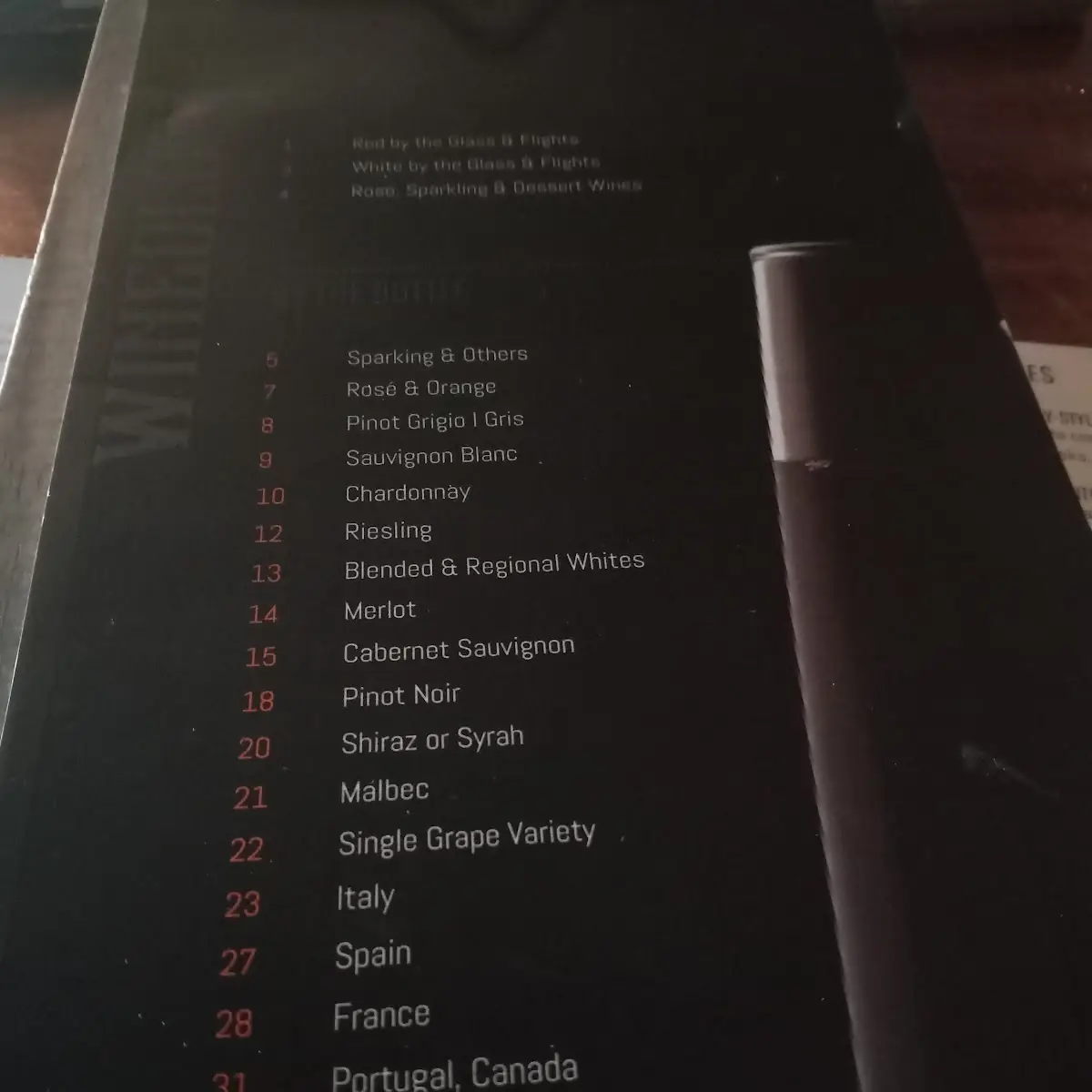 Menu, Wineology