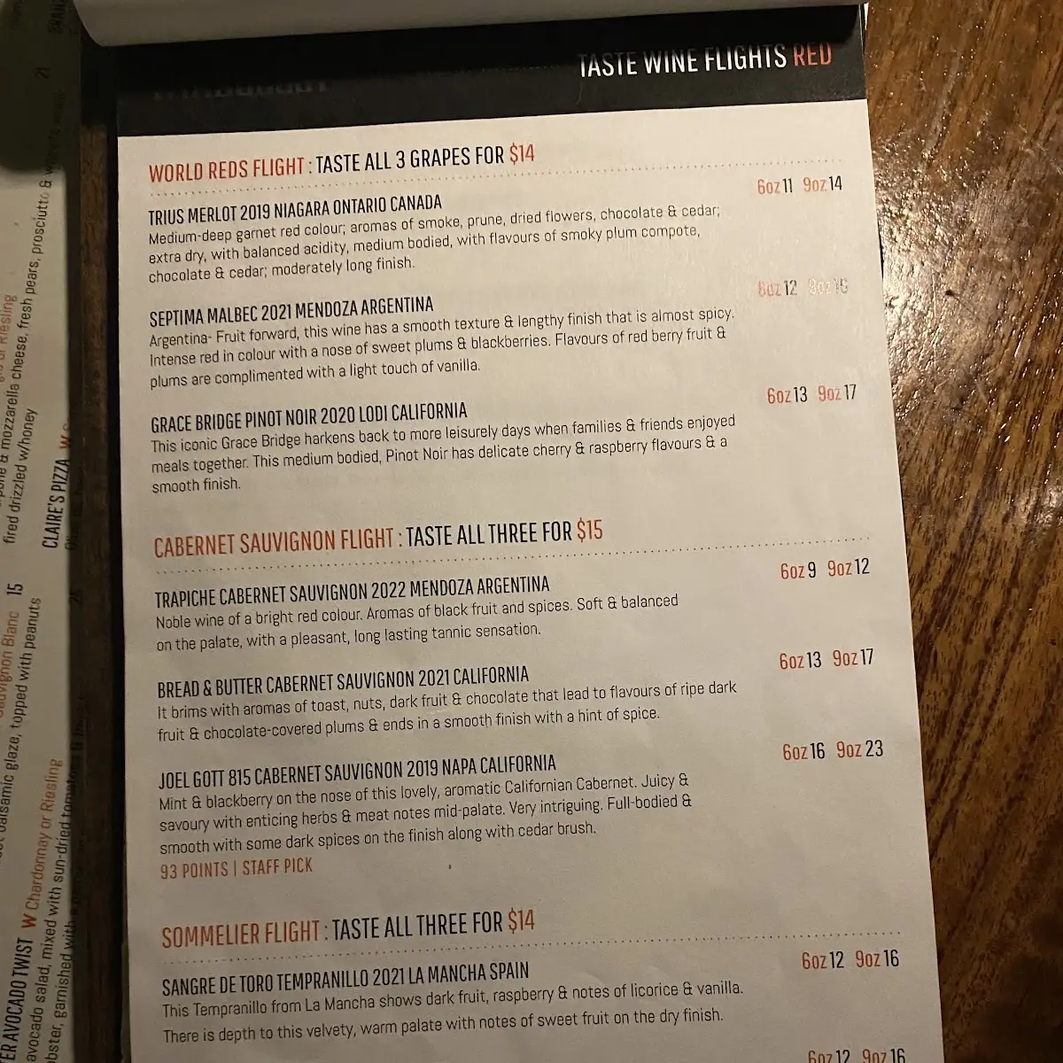 Menu, Wineology