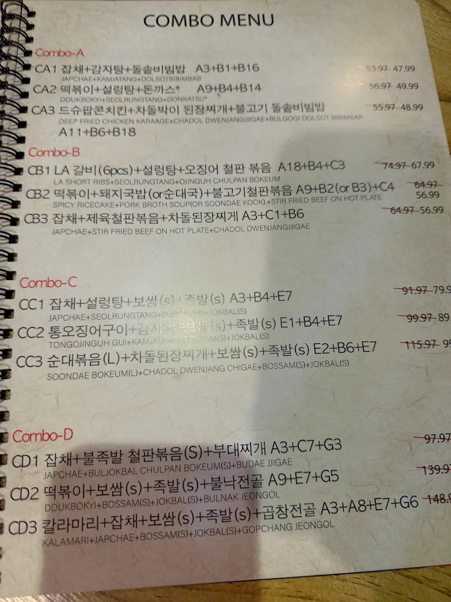 Menu, De Chou