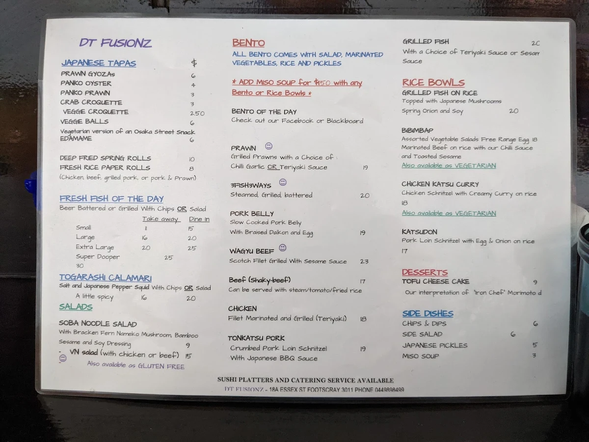 Menu, Ebi Fine Foods