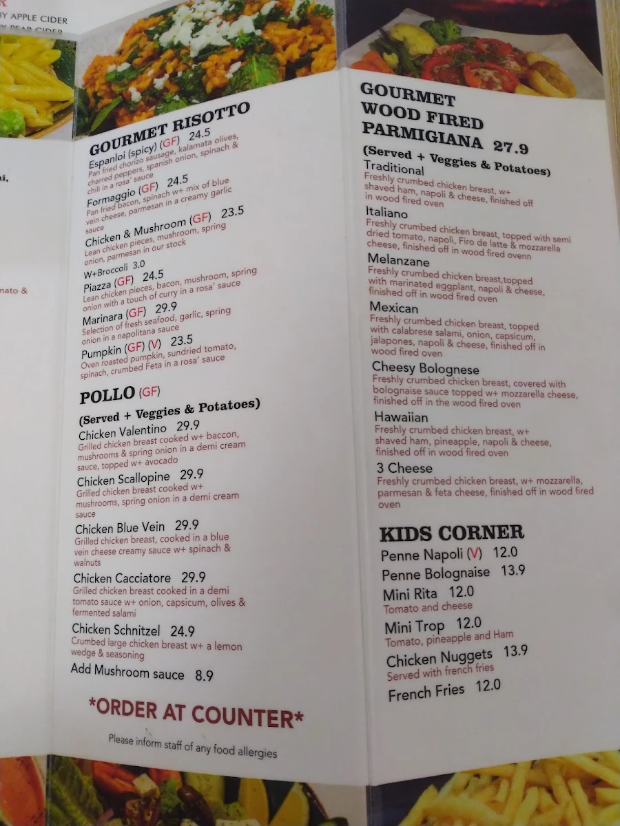 Menu, Cucina Dolce Wood Fired Pizza Restaurant Chelsea