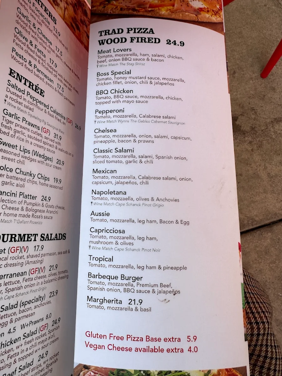 Menu, Cucina Dolce Wood Fired Pizza Restaurant Chelsea