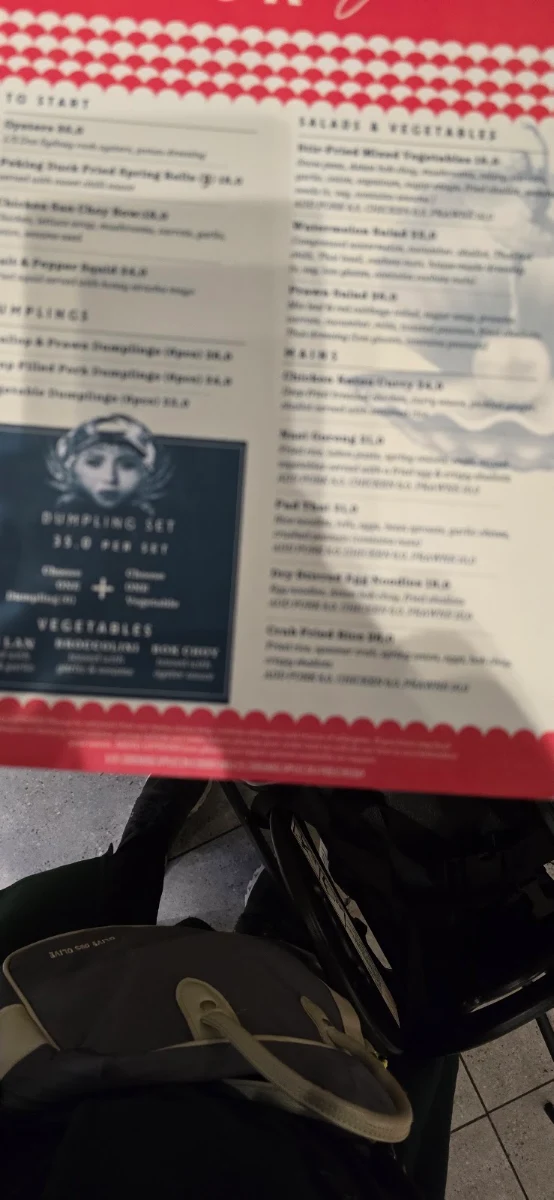 Menu, Wok Bar
