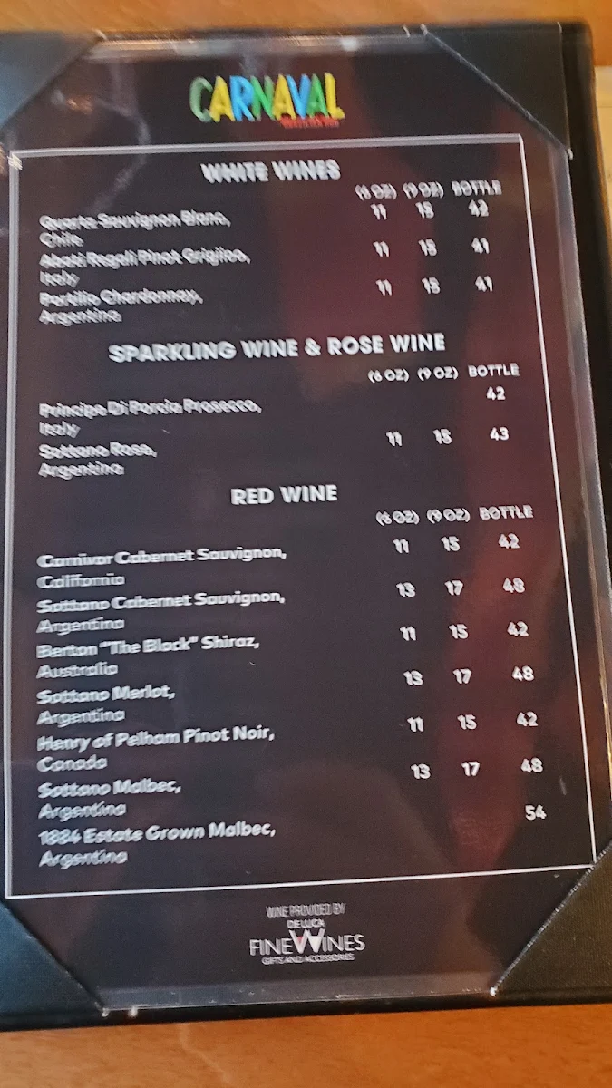Menu, Carnaval Brazilian BBQ