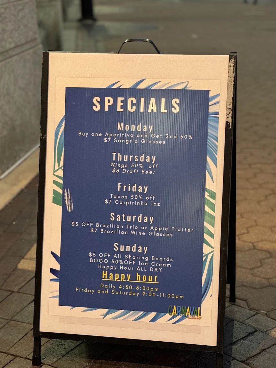 Menu, Carnaval Brazilian BBQ
