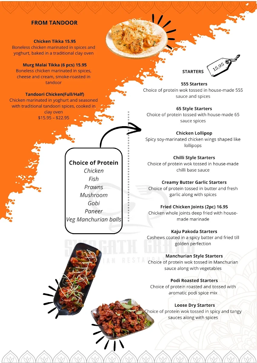 Menu, Swagath Grand Epping