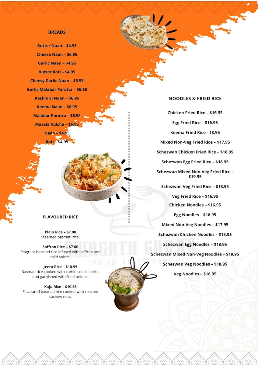 Menu, Swagath Grand Epping
