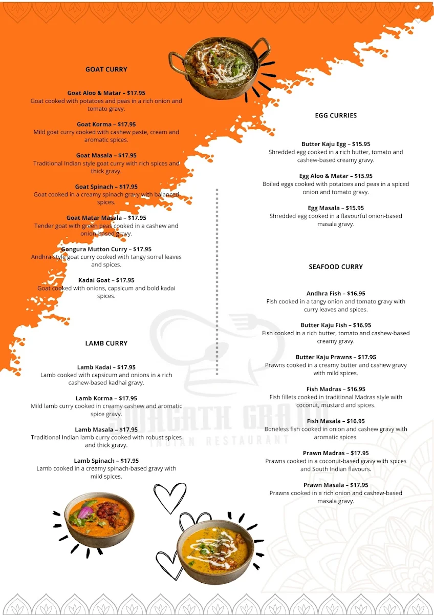 Menu, Swagath Grand Epping