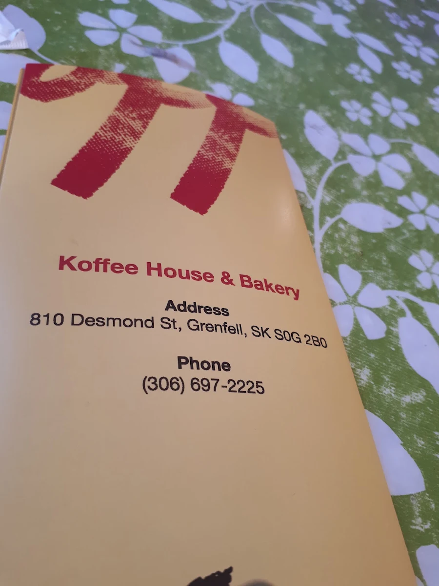 Menu, Koffee House & Bakery
