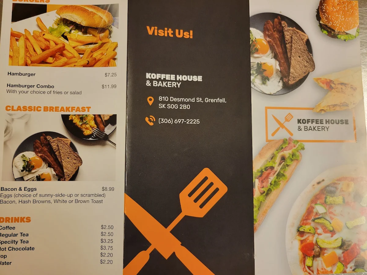 Menu, Koffee House & Bakery