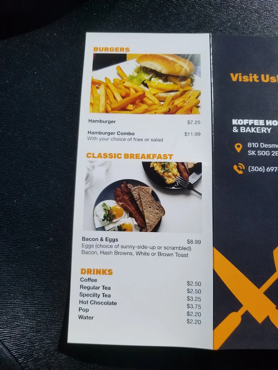Menu, Koffee House & Bakery