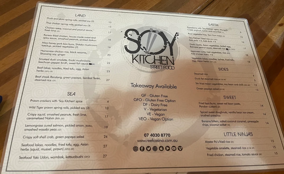 Menu, Soy Kitchen Street Food