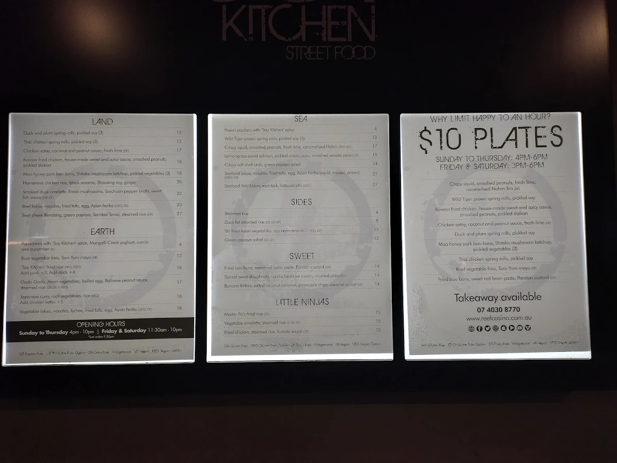 Menu, Soy Kitchen Street Food