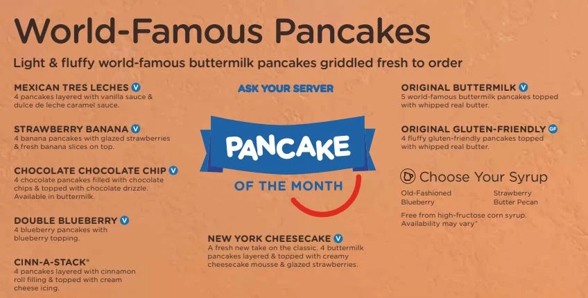Menu, IHOP