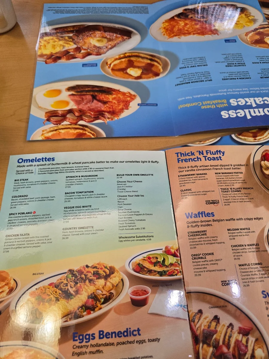 Menu, IHOP