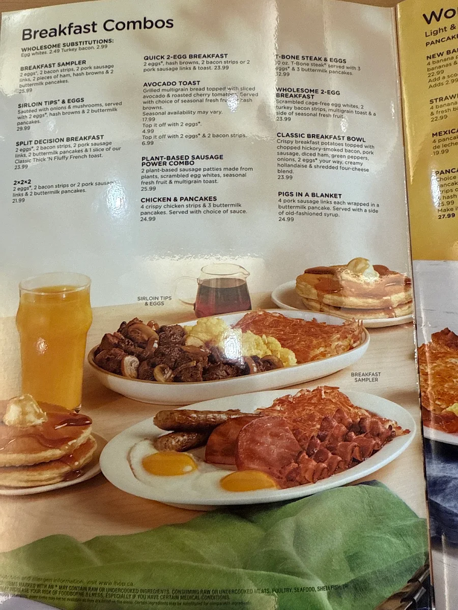 Menu, IHOP