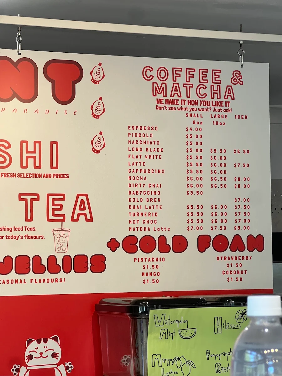 Menu, Mint Sushi