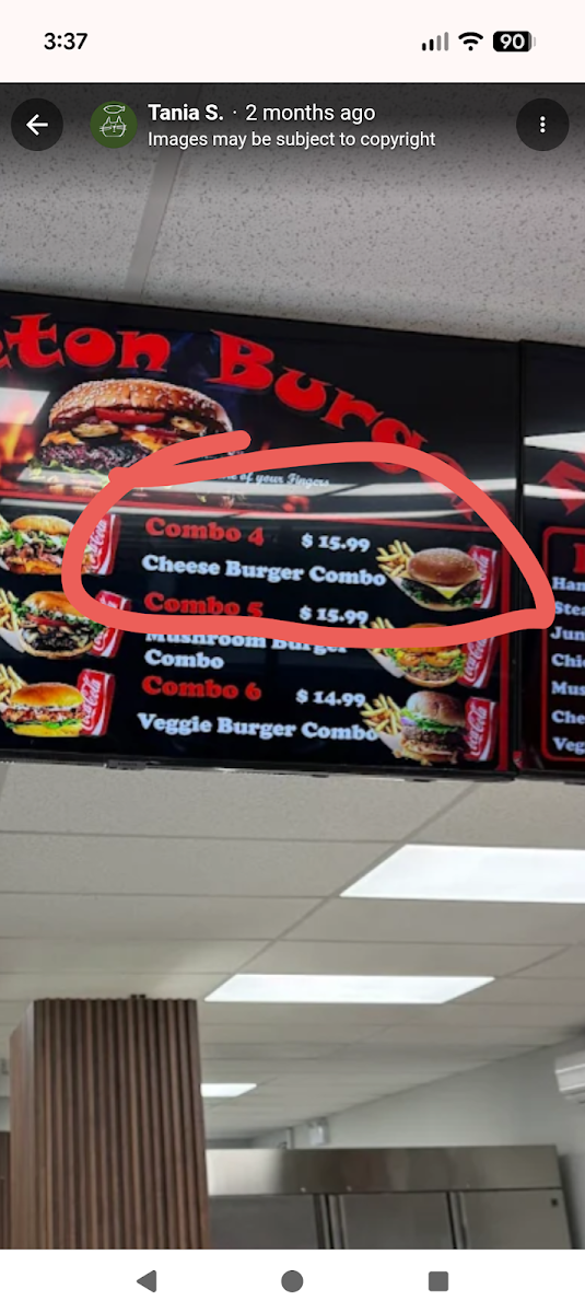 Menu, Nobleton Burger