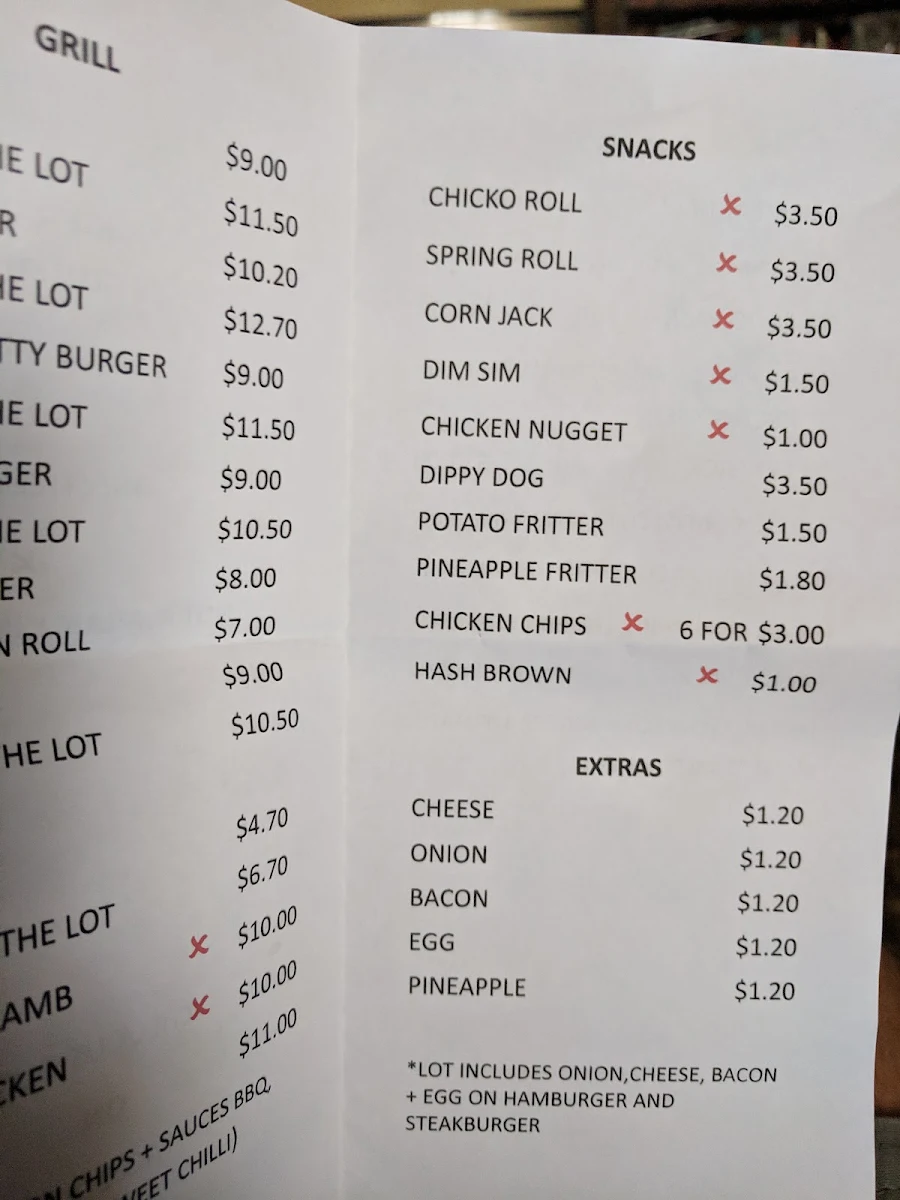 Menu, J F & C