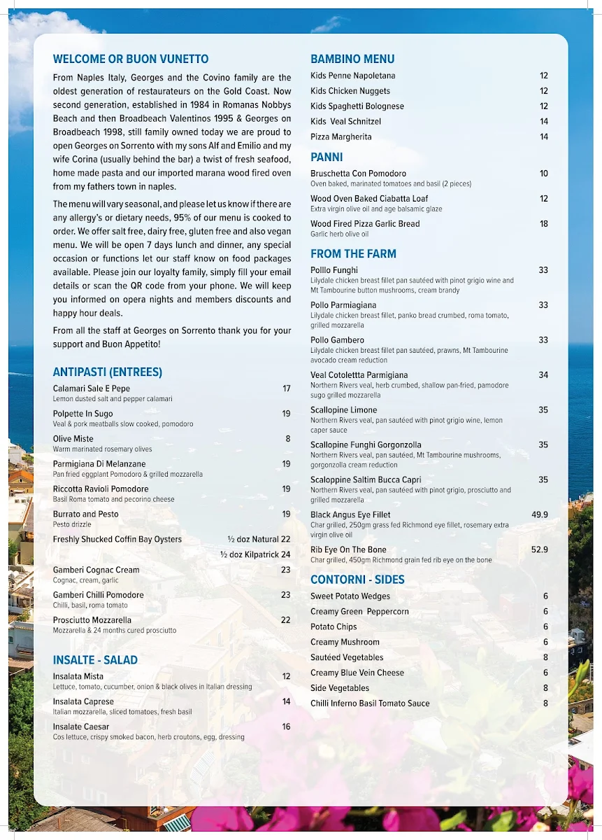 Menu, Georges On Sorrento