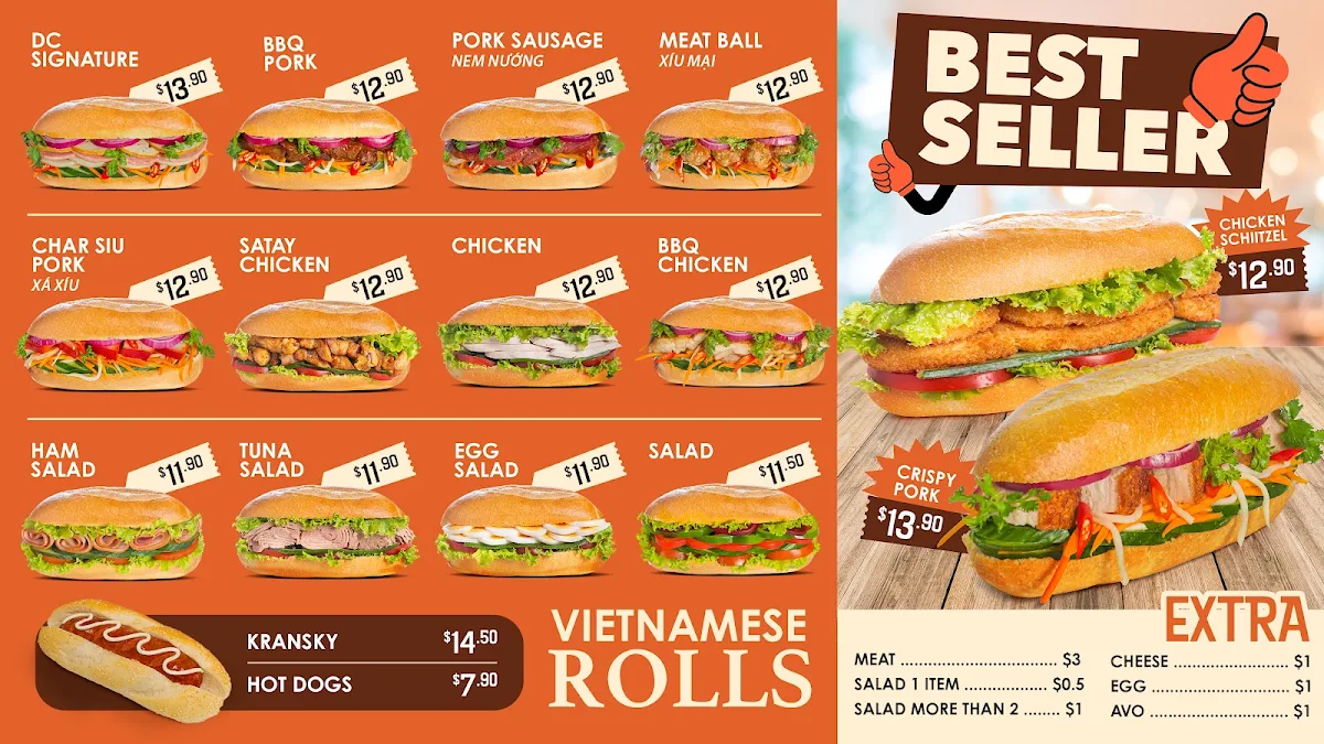 Menu, DC's Bakery