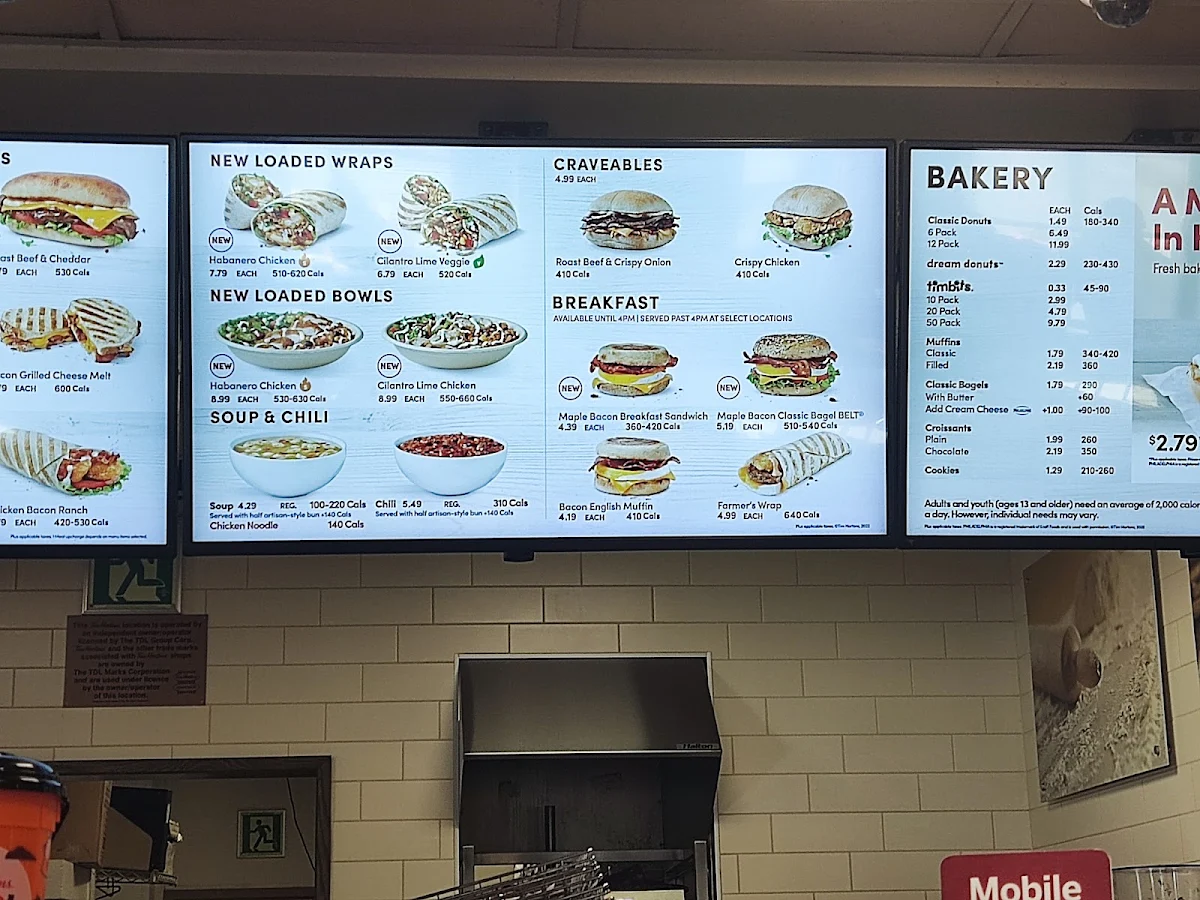 Menu, Tim Hortons